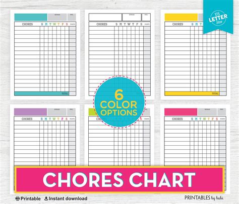 Kids Chore Chart Printable Chore Chart System Reward Chart | Etsy | Printable chore chart, Chore 