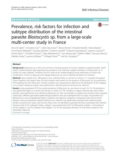 Pdf Prevalence Risk Factors For Infection And Subtype Distribution