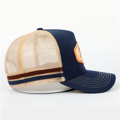Custom Australia Country 5 Panel High Profile Navy Blue Leather Patch