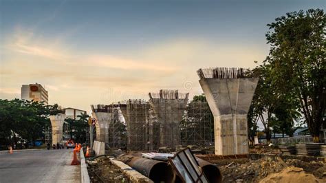 Transportation Construction Work When Dawn Stock Image Image Of