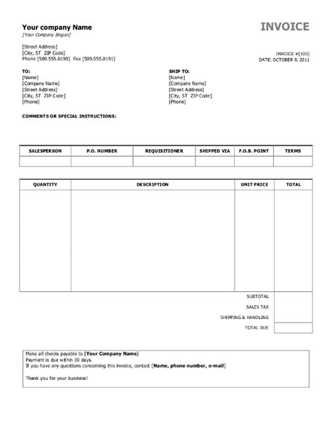 Free Printable Invoice Template Microsoft Word Jordanlarrabee