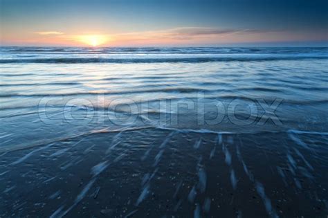 Sunset Over North Sea Waves North Stock Image Colourbox