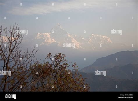 Annapurna Summit Himalaya Mountain Range Seen From Pokhara Valley