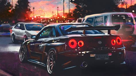 Nissan skyline gtr r34 wallpaper 4k. Nissan Skyline Painting Art 4k, HD Cars, 4k Wallpapers ...