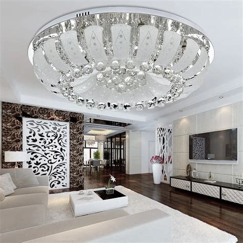 Round Led Crystal Ceiling Lights Simple Modern Living Room Lamp Ceiling