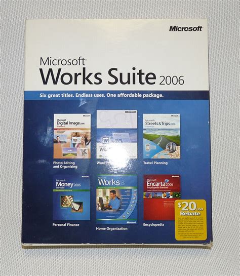 Microsoft Works Suite 2006 5 Cds In Original Case W Product Key Ebay
