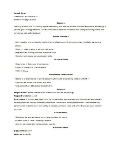 Resume format samples >> engineering resume. FREE 51+ Resume Samples in PDF | MS Word