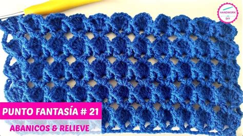 Punto abanico tejido a crochet. PUNTO FANTASIA A CROCHET CON ABANICOS Y RELIEVE # 21 ...