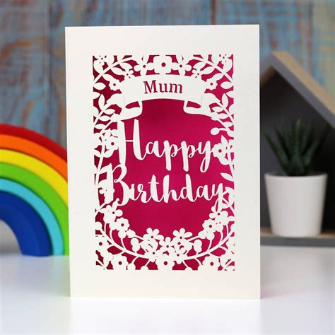 Personalised Papercut Happy Birthday Mum Card In 2021 Cricut Birthday