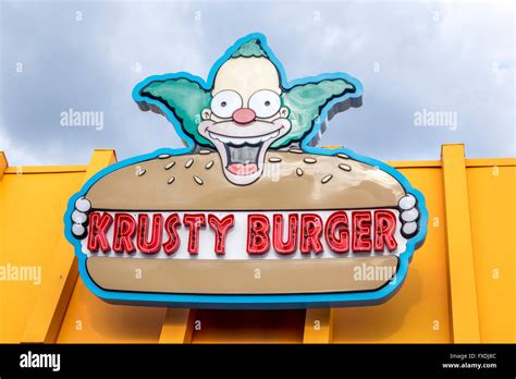 Krusty Burger Sign Desde Los Simpsons TV Show En Un Restaurante En