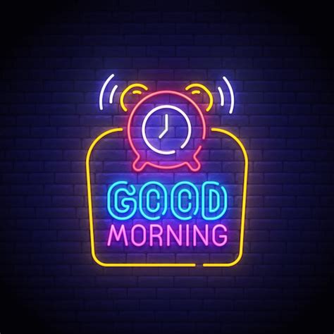 Good Morning Neon Sign Premium Vector