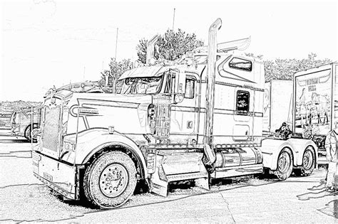 Coloriage a imprimer camion americain  tout degorgement