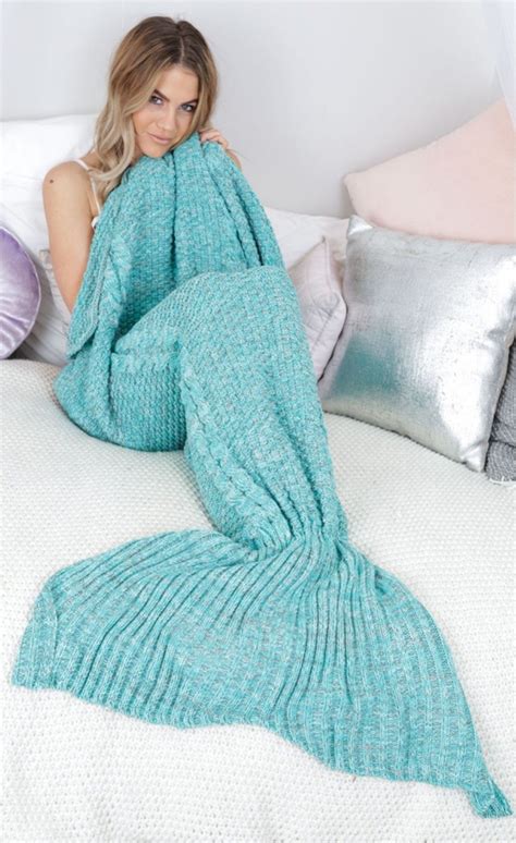 Mermaid Blanket In Turquoise Knit Mermaid Blanket Mermaid Tail