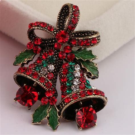 Jingle Bell Pinschristmas Bell Pin Crystal Broochchristmas Jewelry