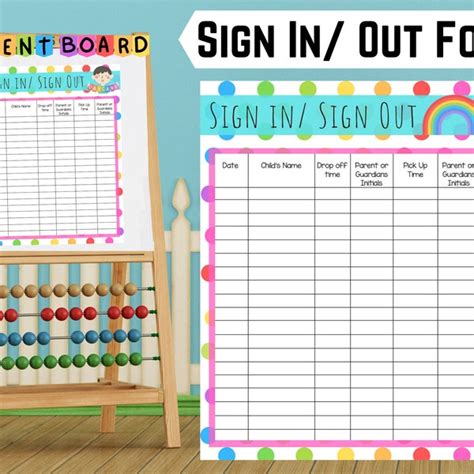 Monthly Daycare Sign In And Out Sheets Etsy