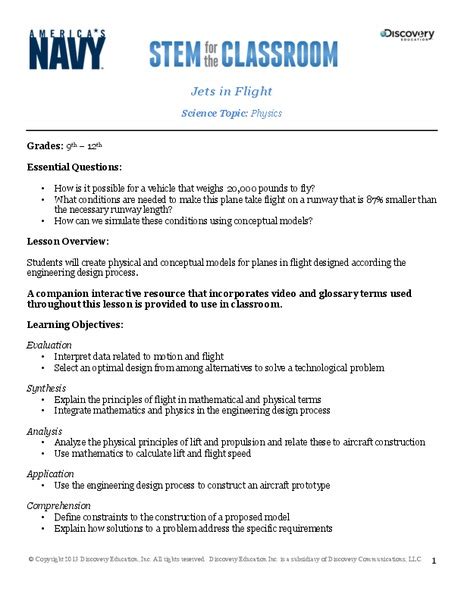 Jets In Flight Lesson Plan For 9th 12th Grade Lesson Planet