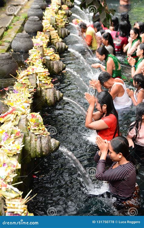 The Ritual Purification In The Temple Pond Tirta Empul Tampaksiring Gianyar Regency Bali