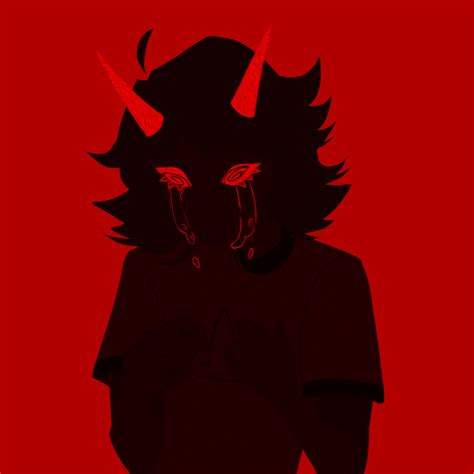 A Person With Horns On Their Head Standing In Front Of A Red Background