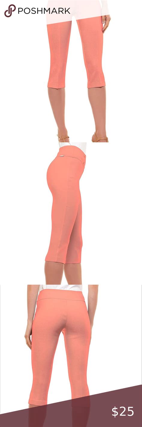 Womens Classic Fit Capri Pants Pull On Style Capris With Detailed