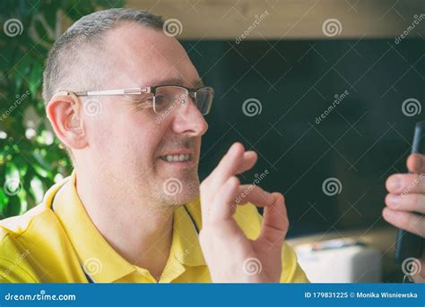 Deaf Man Using Sign Language On The Smart Phone Stock Image Image Of