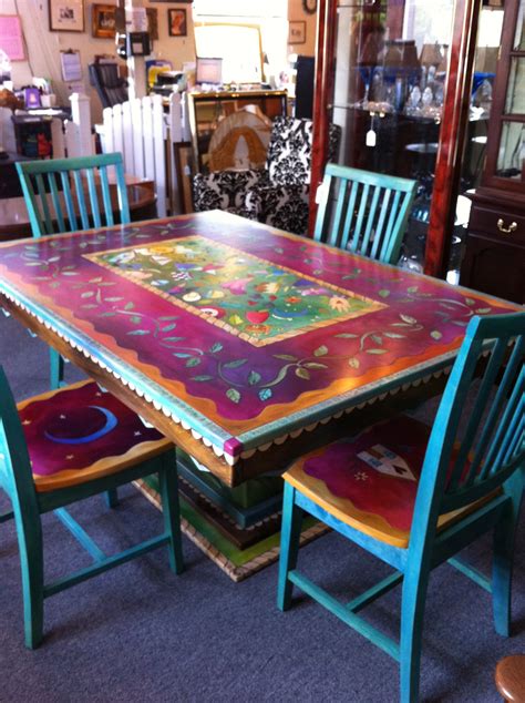 How to paint a table. Gorgeous Hand painted table and chairs | Boho furniture ...