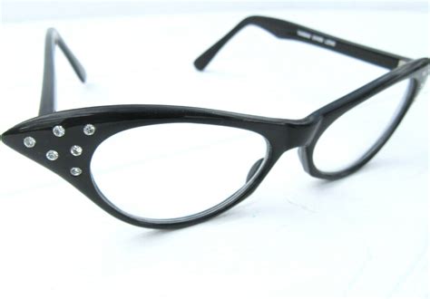 Vintage Nos Black Cat Eye Glasses Cats Eye Eyeglasses Frames Rhinestones Taiwan Ebay
