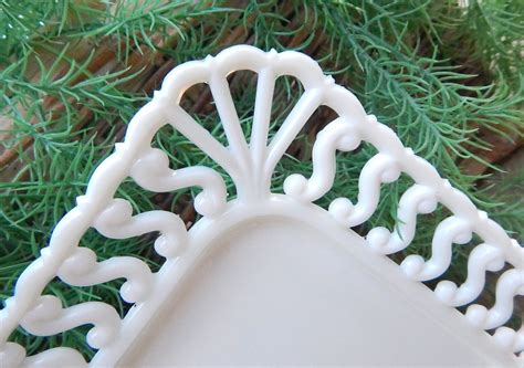 19 Century Eapg Lace Edge American Opaque Milk Glass Square Plate Etsy