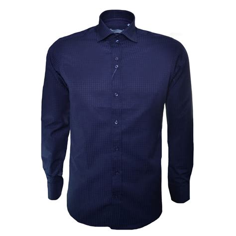 Guide London Mens Navy Blue Long Sleeve Shirt