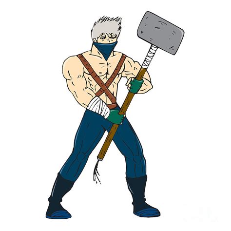 Drag and drop file or browse. Ninja Masked Warrior Sledgehammer Cartoon Digital Art by ...