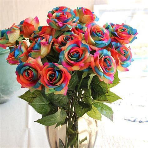 Fabulous Silk Rainbow Roses Artificial Boxwood Wall