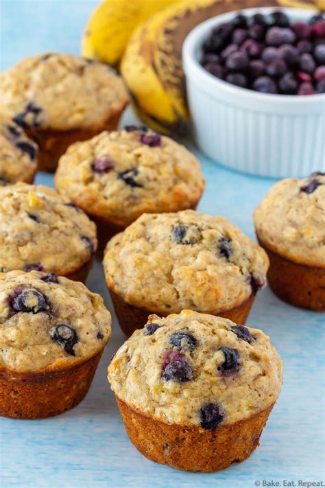 Banana Blueberry Oatmeal Muffins Bake Eat Repeat