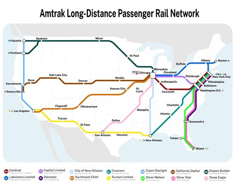 A Map I Made Showing The Amtrak Long Distance Passenger Rail Network