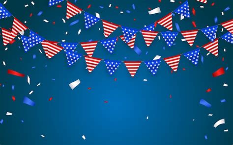 Banderines Colgantes Para Las Fiestas Americanas Confeti De Papel De Aluminio Azul Blanco Y