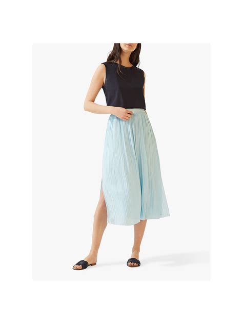 Jigsaw Soft Pleated Midi Skirt Palest Blue At John Lewis And Partners