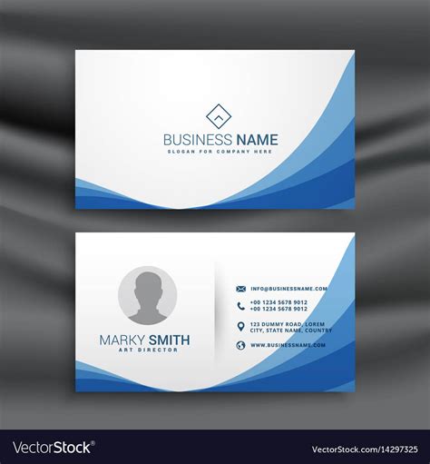 Blue Wave Simple Business Card Design Template With Regard To Visiting