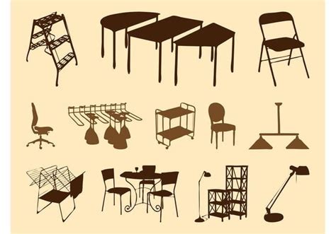 Furniture Silhouettes Set Ai Vector Uidownload