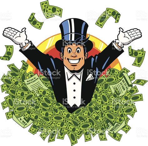 Illustration Of A Man In A Tuxedo Swimming In Money Royalty Free