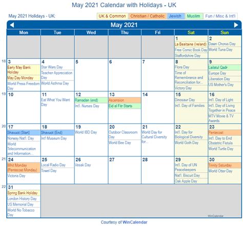List of may 2021 holidays. Print Friendly May 2021 UK Calendar for printing