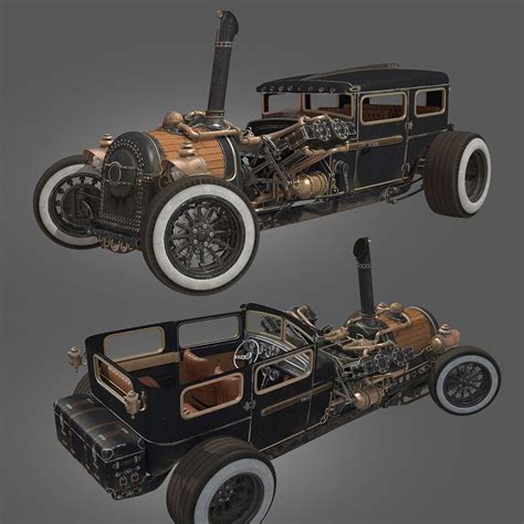 An Old Model T Car Is Shown In Three Different Views Including The