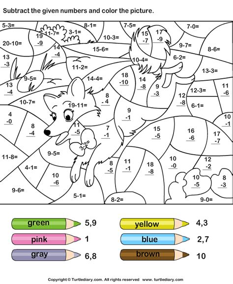 Kindergartners, teachers, and parents who homeschool their kids can print, download, or. Color By Subtracting Numbers Worksheet 1 - Turtle Diary