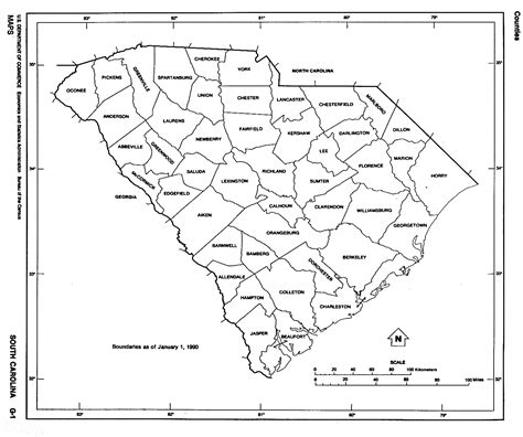 Detailed Administrative Map Of South Carolina State South Carolina