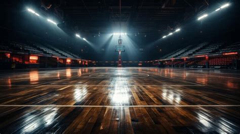 Premium Ai Image Empty Basketball Big Professional Arena Generative Ai