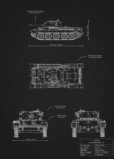 A27m Cromwell Blueprint Poster By Iwoko Displate