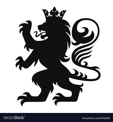 Heraldry Lion King With Crown Logo Mascot Vector Image
