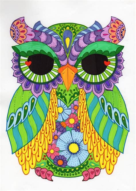 Owl Zentangle Coloring Owls Drawing Owl Painting Owl