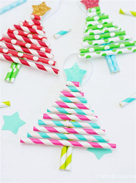 Kids Decorative Paper Straw Christmas Tree Ornaments