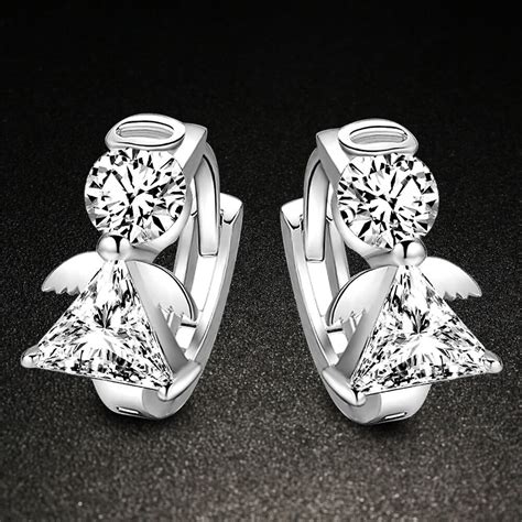 Fashion Sterling Silver Sparkling Crystal Bow Stud Earrings For