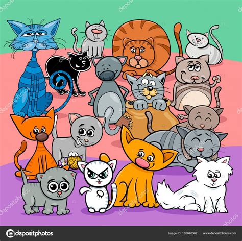 Comics Cats Cartoon Characters Group Stock Vector Image By ©izakowski
