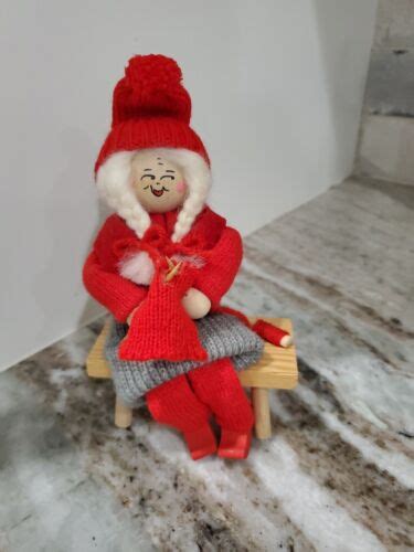 Sweetest Tomte Knitting Grandma Floppy Legs On A Bench Lyungstroms Of