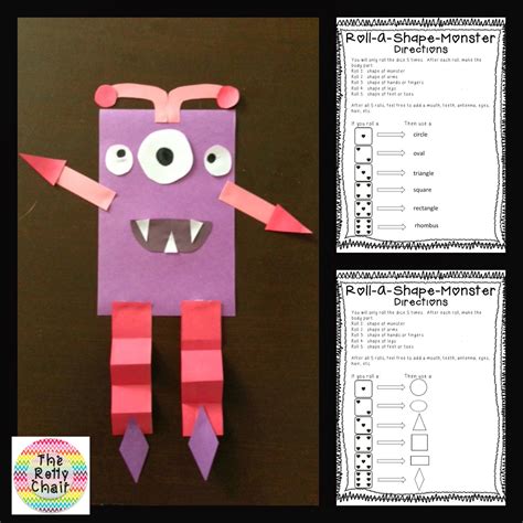 The Rolly Chair Roll A Shape Monster Freebie Shapes Kindergarten